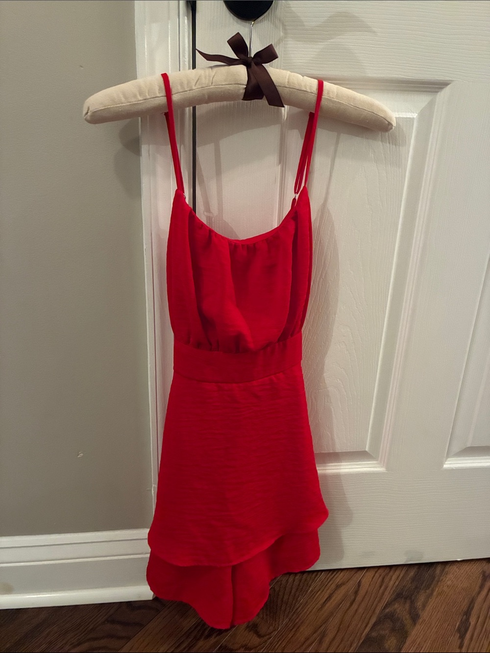 Altar'd State Red Spaghetti-Strap Layered Slip romper